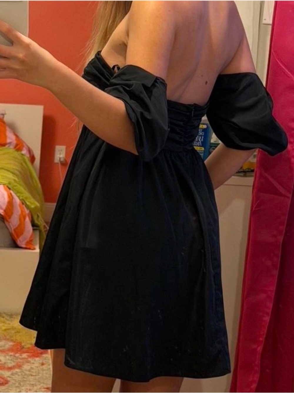 Free People Mia Black Puff Sleeve Dress - Picture 2 of 9